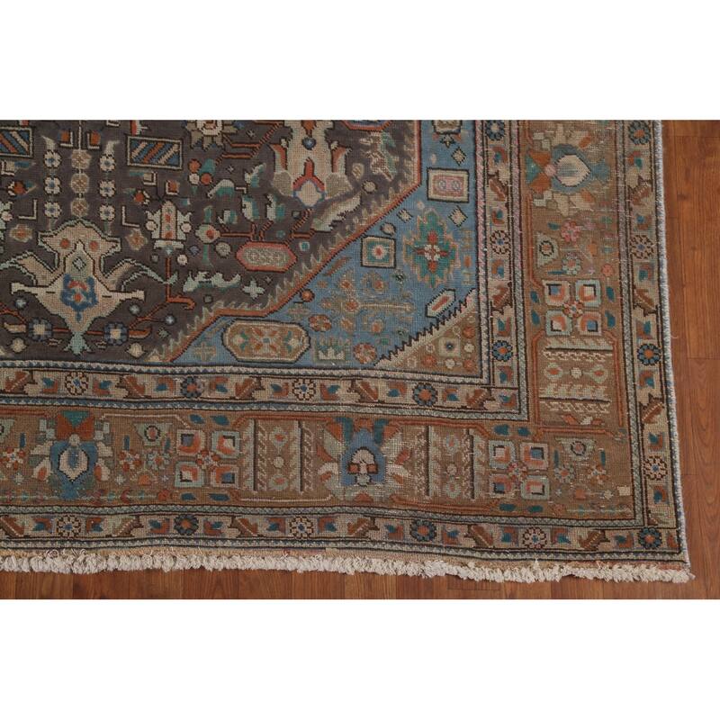 Gray Over-Dyed Tabriz Persian Vintage Rug Hand-Knotted Wool Carpet - 6'7"x 9'6"