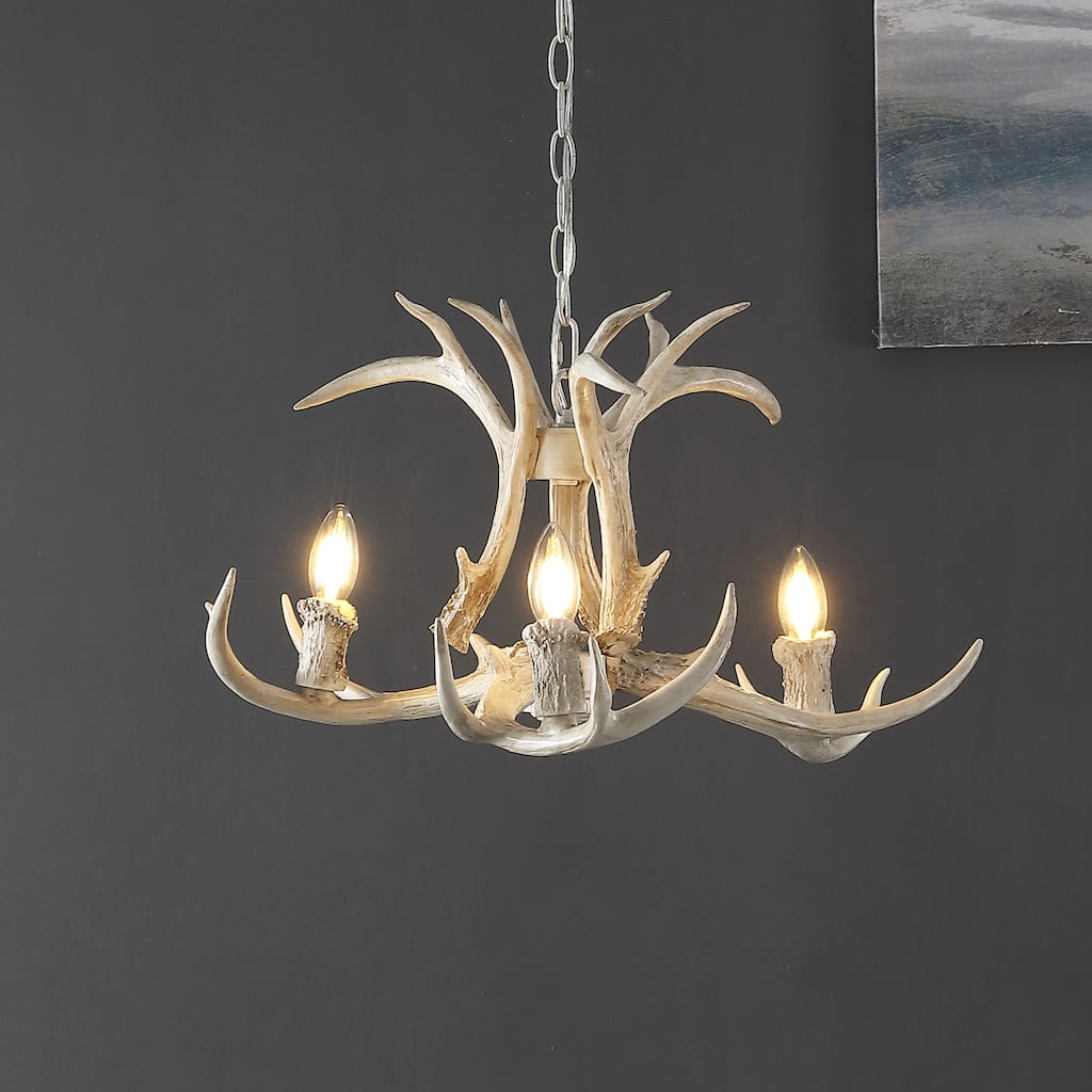 SAFAVIEH Lighting Chloie Chandelier - 22" W x 22" D x 18-90" H - Antique White