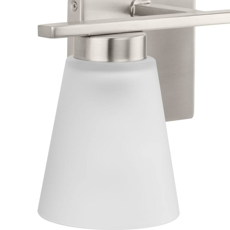 Tanner Collection Two-Light Brushed Nickel Transitional Vanity Light - 13 in x 6.5 in x 7.12 in