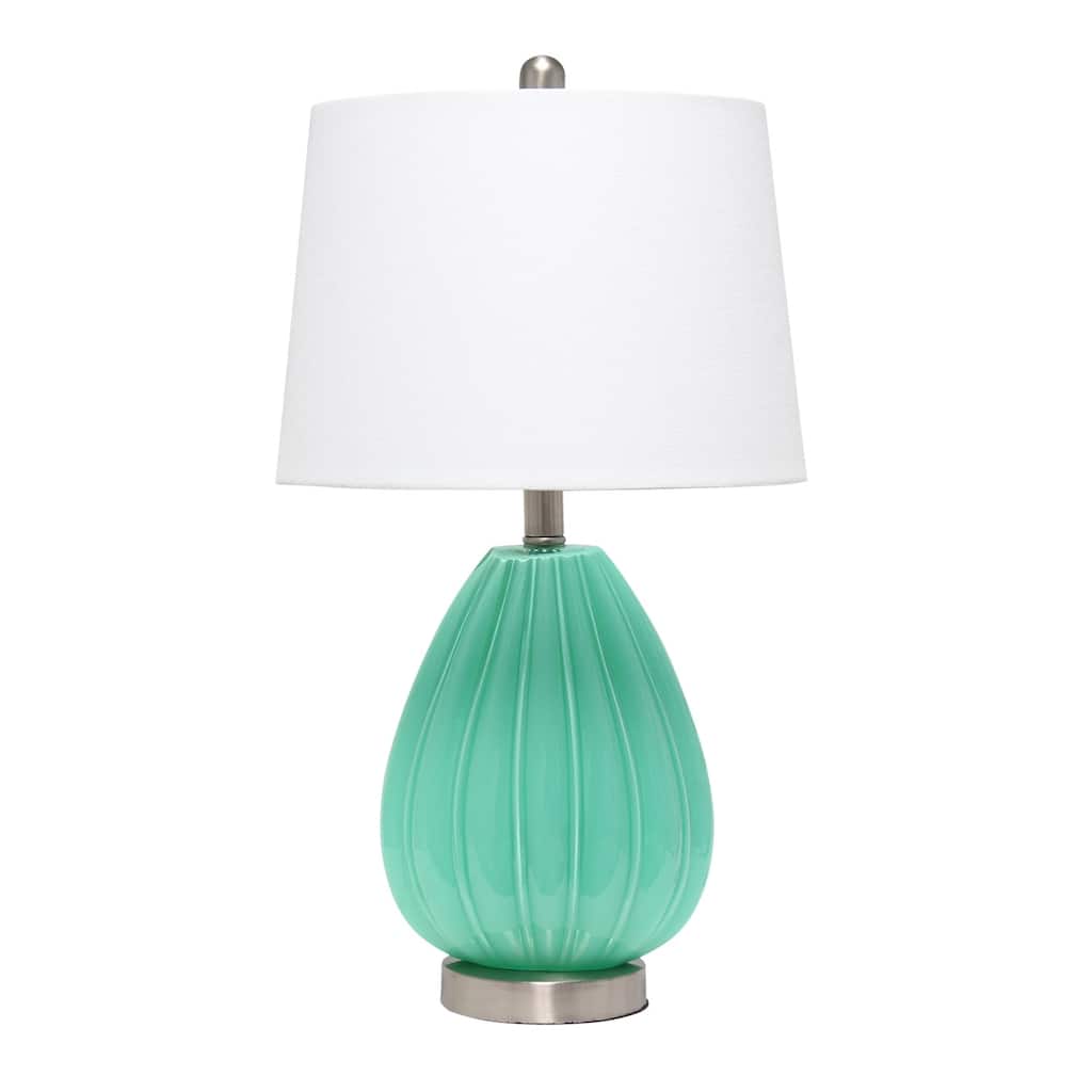23.25 in. Seafoam Finish Table Lamp with White Shade, Sturdy Table Lamp for Living Rooms and Bedrooms