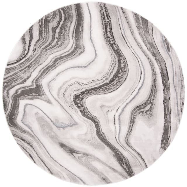 SAFAVIEH Craft Clytie Modern Abstract Marble Pattern Rug - 4' x 4' Round - Grey/Silver