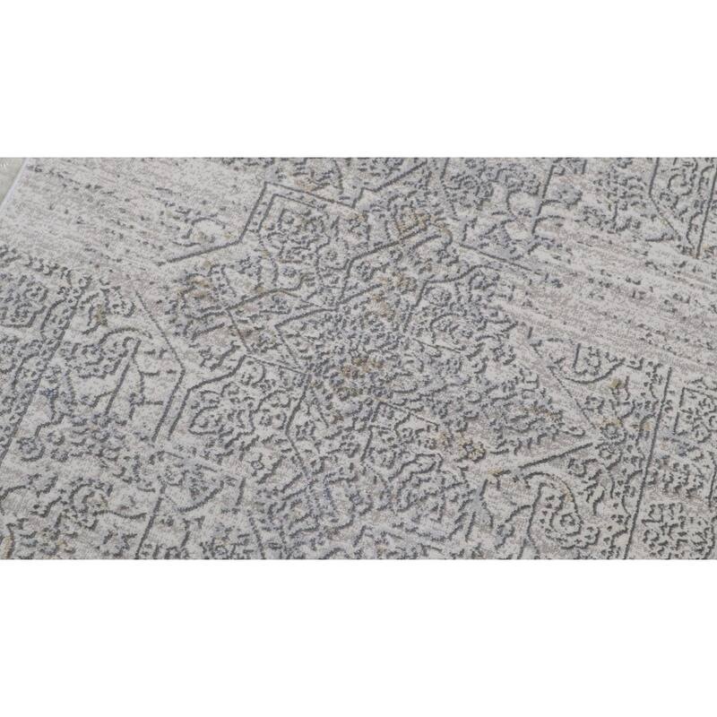 Distressed Phlox Beige Grey Rug