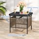 Gymax Outdoor PE Rattan Side Table w/ 1.57'' Umbrella Hole Square