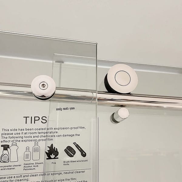 slide 1 of 1, Frameless Sliding Glass Shower Door Hardware - N/A