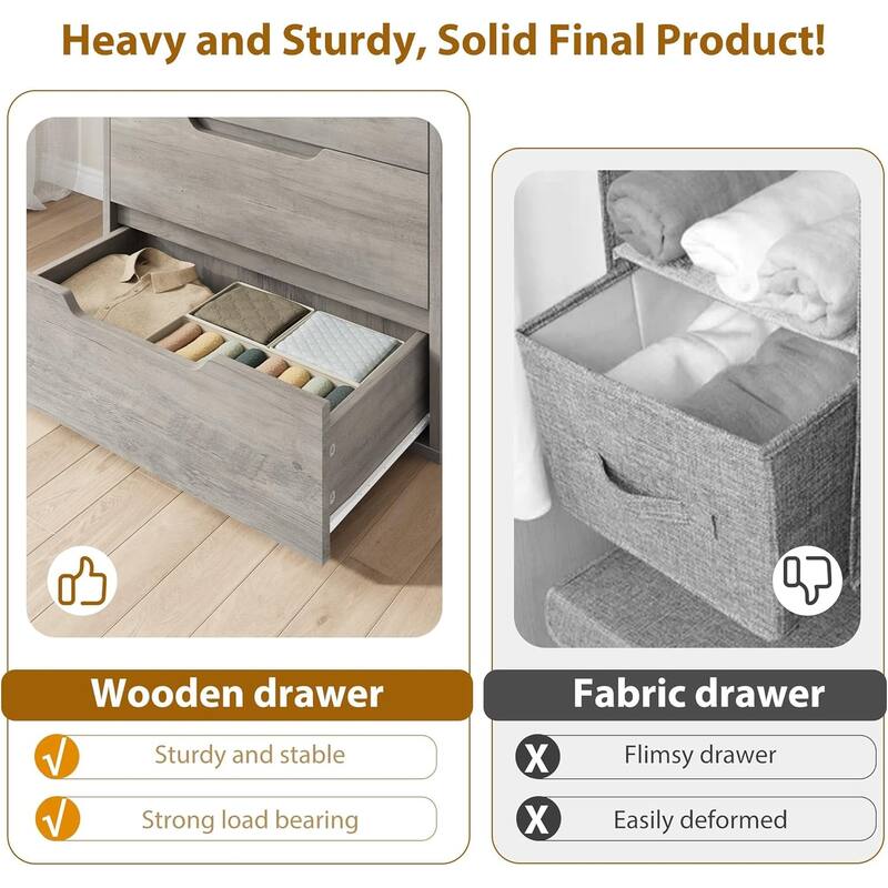 5-Drawer Dresser for Bedroom, 50" Tall Freestanding Vertical Wooden Chest Storage