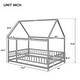 preview thumbnail 4 of 71, Floor Wooden Bed with House Roof and Fence Guardrails for Kids' Bedroom