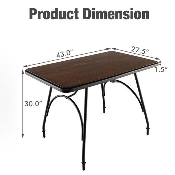 43 x 27.5 Inch Industrial Style Dining Table with Adjustable Feet - Bed ...