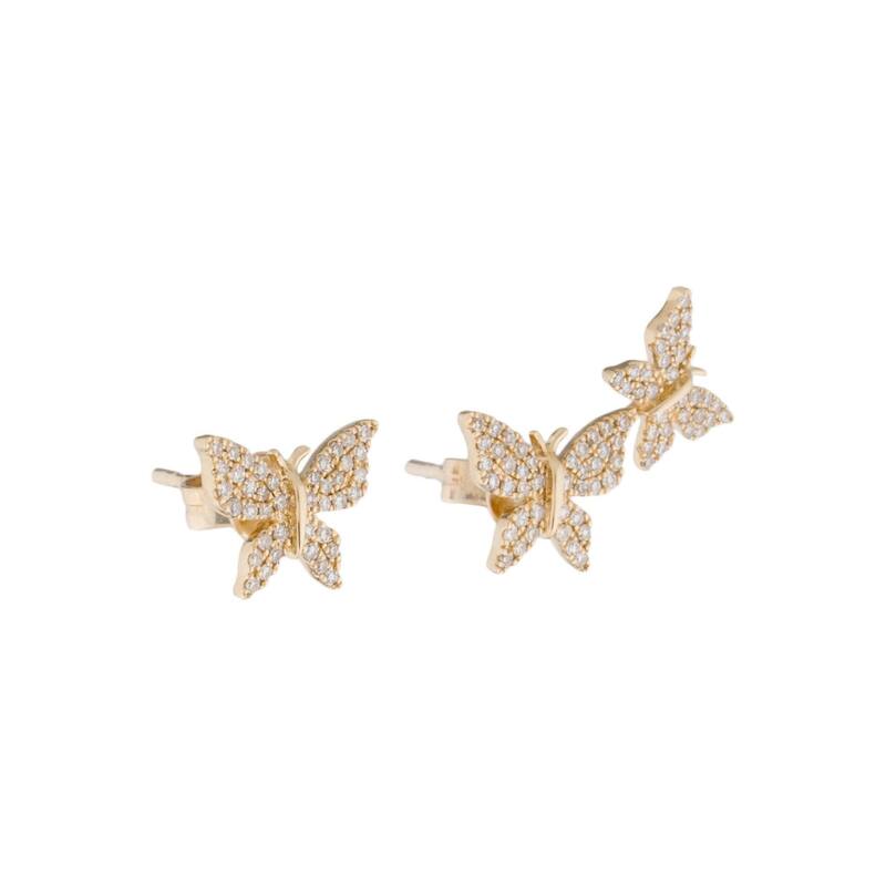 Joelle Collection Diamond Butterfly Studs Earrings 14K Gold 1/3ct TDW