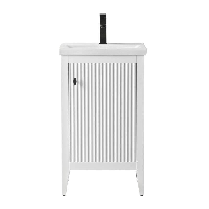 Vanity Art 20" Single Sink Bathroom Vanity Cabinet with Ceramic Top