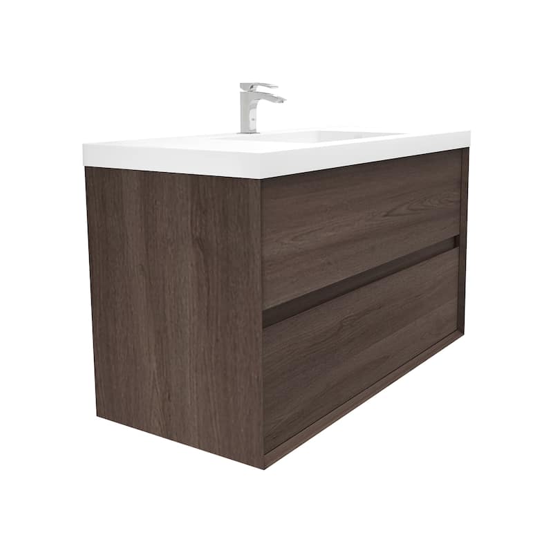 Selina 42" Wall Mounted Vanity with Single Sink - 42 - Matte - Red Oak