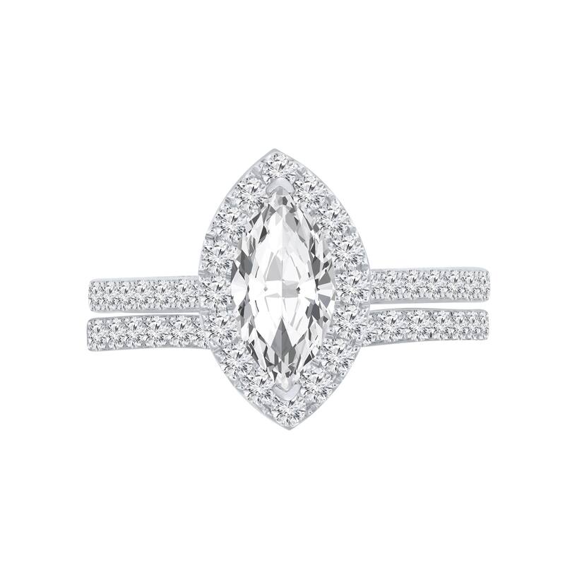 Auriya 1 1/2ctw Marquise Halo Diamond Engagement Ring Set 14k Gold