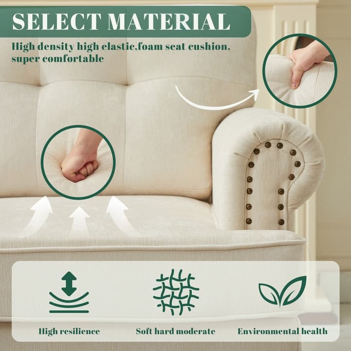Set of 2 Pieces, A 3-seat Sofa and An Armchair, Chenille Sofa Set for Living Room