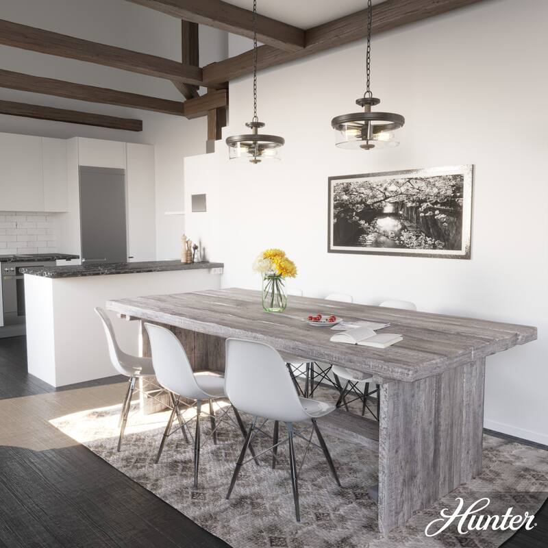 Hunter River Mill Semi-Flush Mount Ceiling Light - Island, Dining Room, Entry - Rustic, Modern Farmhouse, Transitional