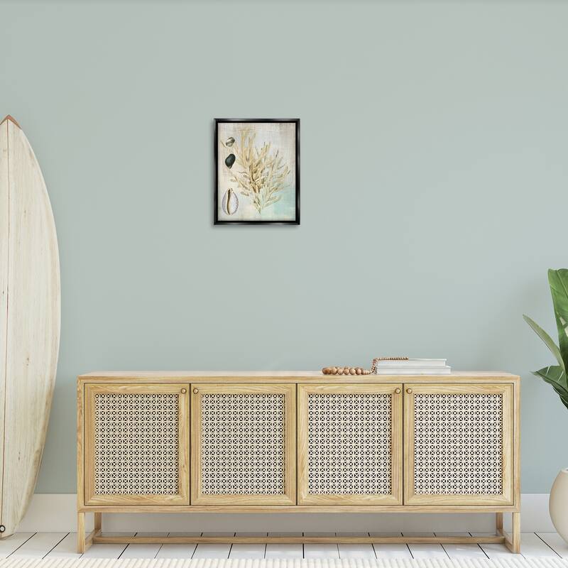 Stupell Coral Branch & Cowrie Shells Framed Floater Canvas Wall Art Design By Susan Arnot