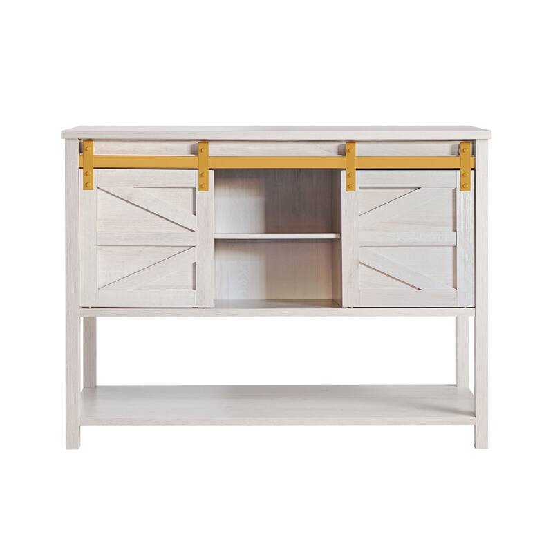 DH BASIC Modern Farmhouse White Oak 47" 4-shelf Buffet by Denhour