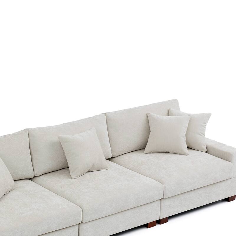 Oversized Chenille Modular Sectional Sofa With Deep Seat
