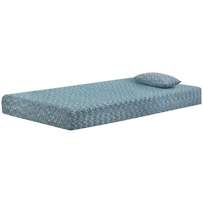 Full Size Mattress with Hyperstretch Knit Cover and Pillow, Blue