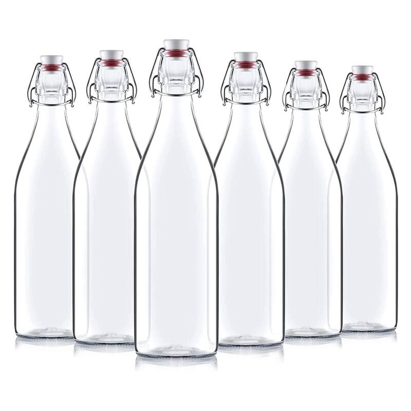 Bormioli Rocco Set of 6 Giara Bottles - 1 Liter - 1 Liter - Clear