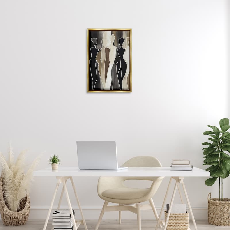 Stupell Earthy People Silhouettes Framed Floater Canvas Wall Art Design By LSR Creative Studio