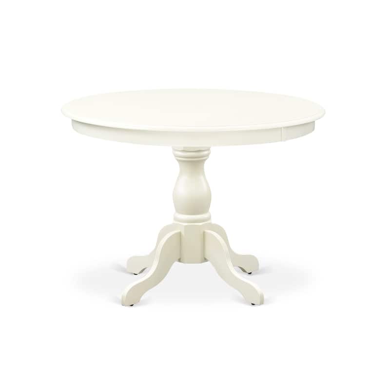 East West Furniture 3 Piece Modern Dining Table Set- a Round Table and 2 Dining Chairs, (Finish & Seat Options)