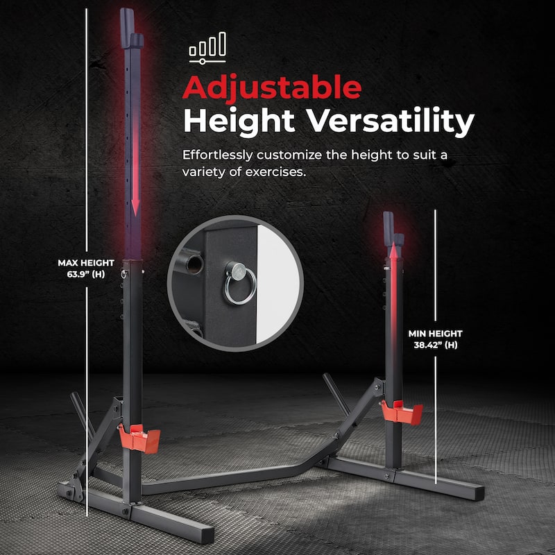 Sunny Health & Fitness Versatile Adjustable Bench Press Squat Rack - SF-XF922011 - Black - 35.7 L x 46.1 W x 63.9 H