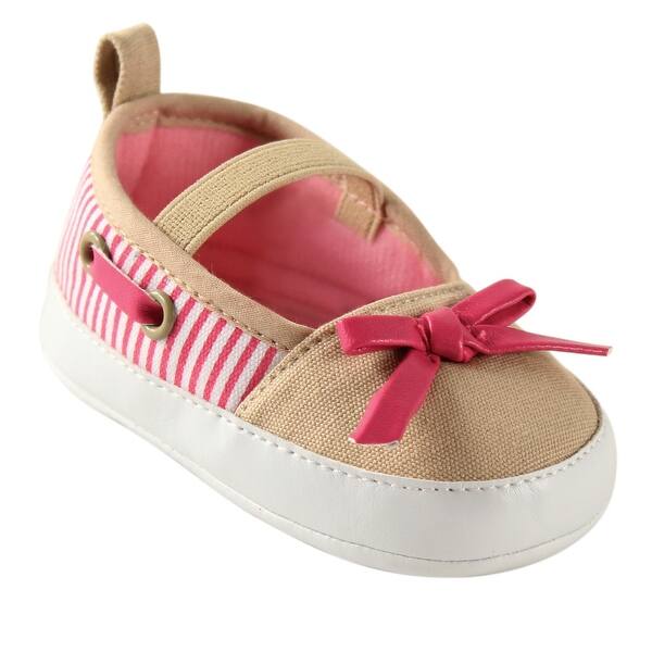 slide 1 of 1, Luvable Friends Baby Girl Crib Shoes, Tan Flats 0-6 Months - Tan Flats