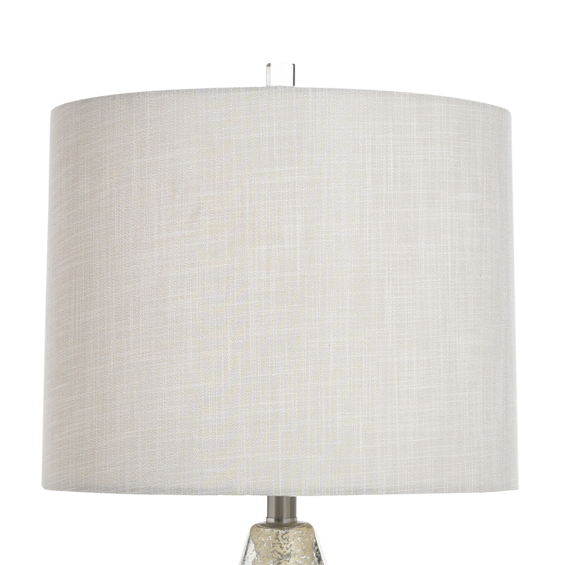 StyleCraft Antique Mercury Table Lamp - White Designer Print Hardback Fabric Shade