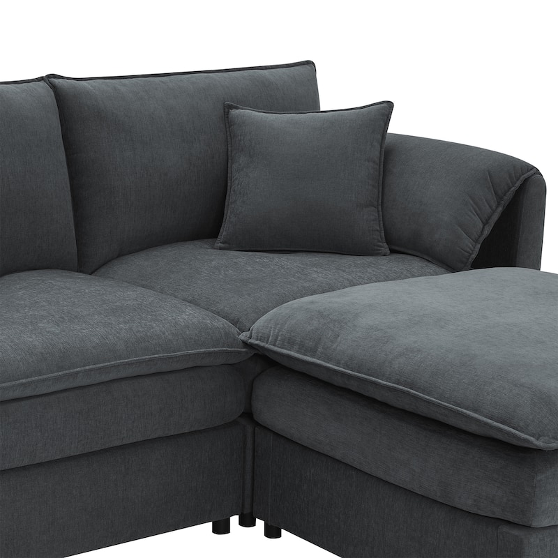 Oversized 134'' Modular U-Shaped 6 Seater Sectional Sofa with Double Cushions and Versatile Ottomans for Living Room