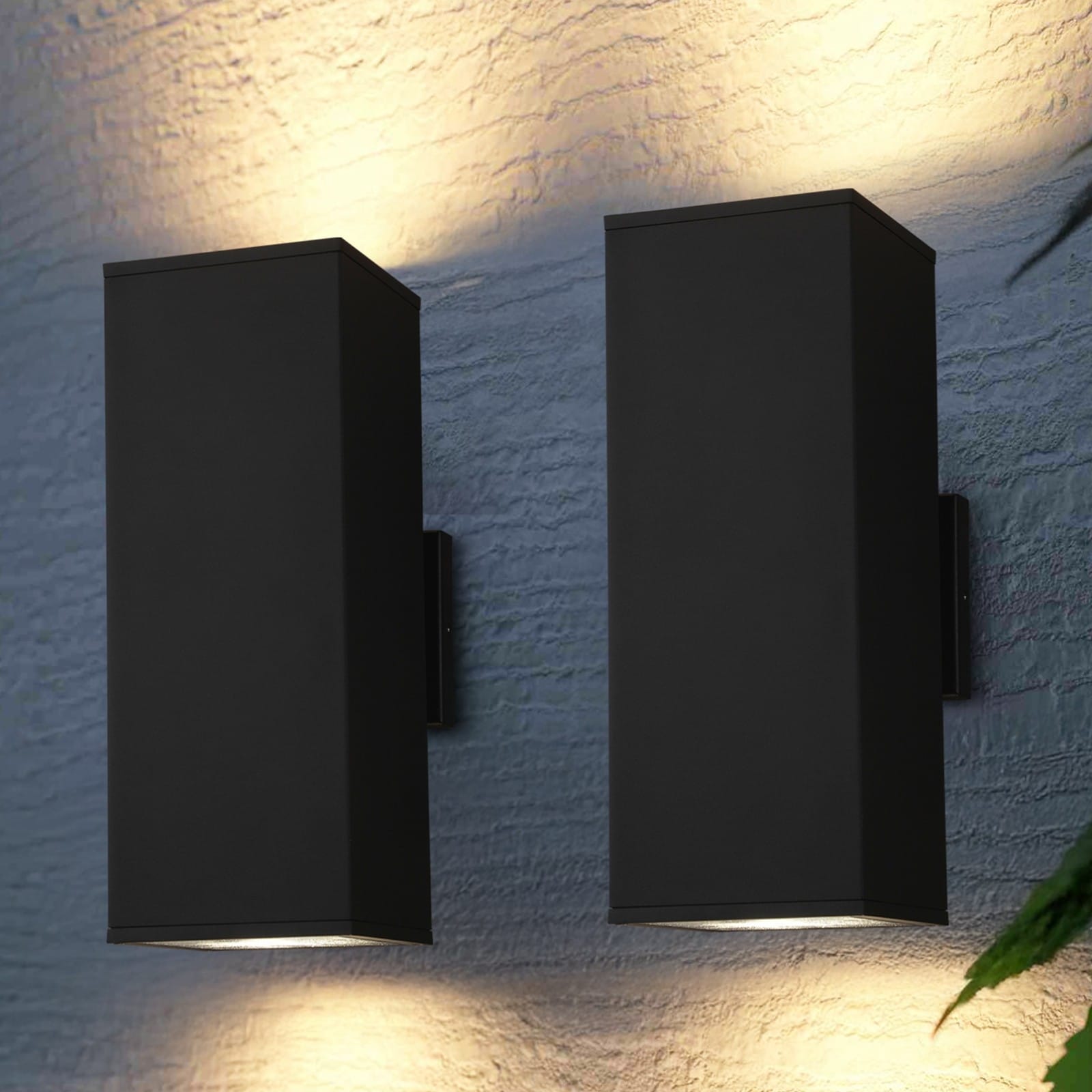 22 Inch Up and Down Rectangular Outdoor Wall Light, Waterproof Exterior Wall Sconces, E26 Base - 2 Pack