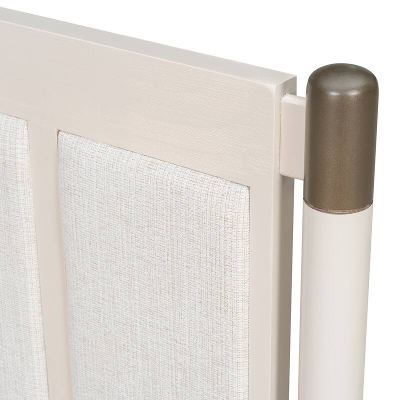 Christopher Knight Home - Modern Wood Platform Bed with Upholstered Headboard & Metal Handle Accents