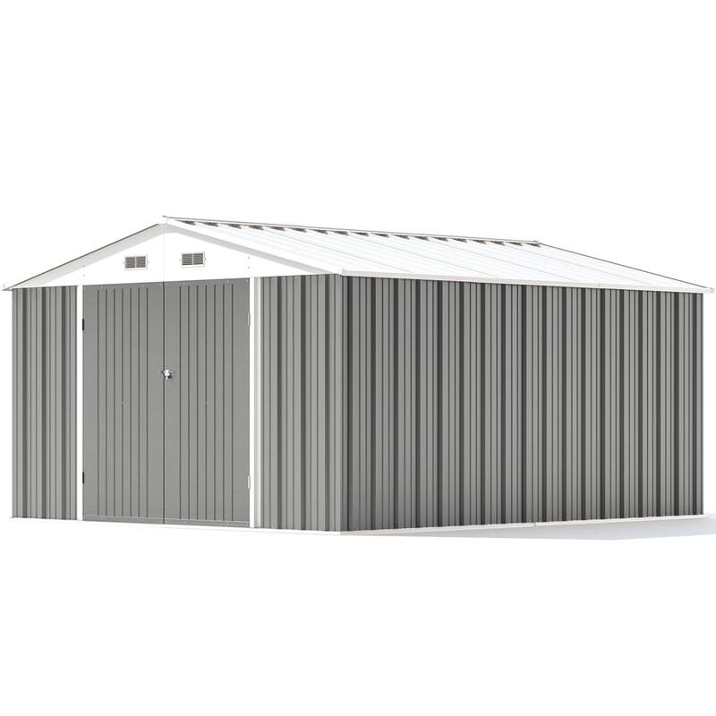 Patiowell 10' x 12' &10' x 14' Metal Outdoor Storage Shed with Floor Frame for Garden, Backyard, Patio