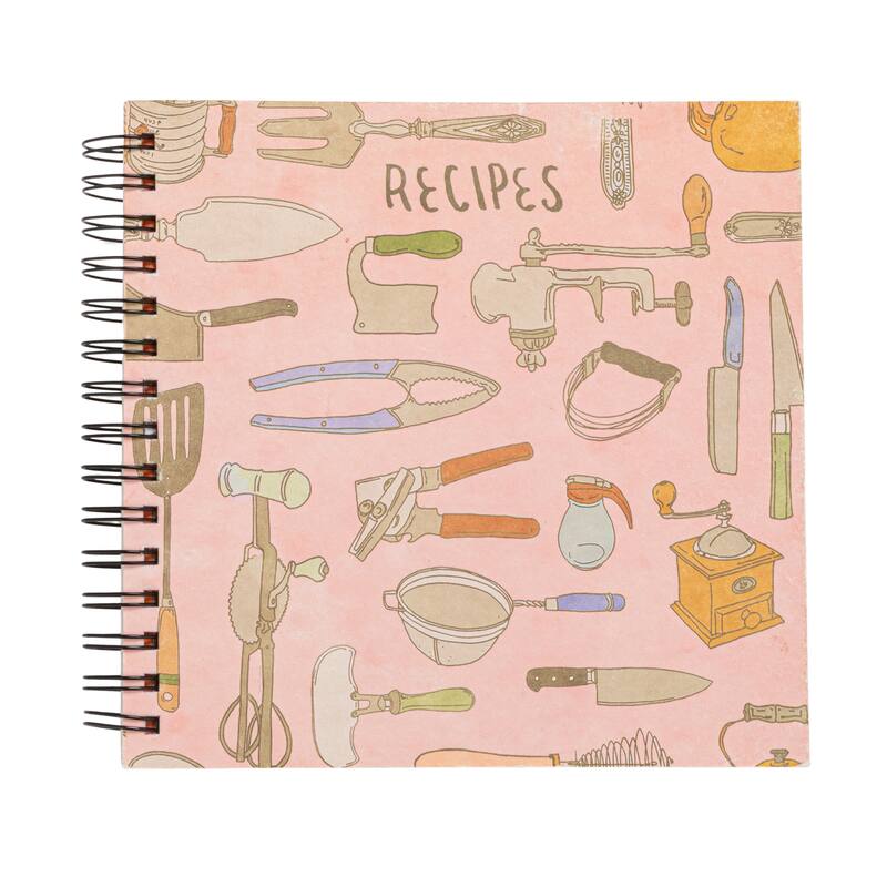 Spiral Bound Paper Recipe Journal with Patterns