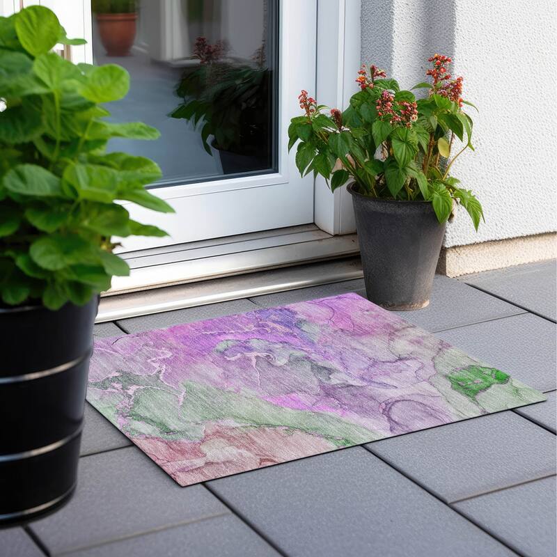 Almisi Unique Abstract Weather Resistant Sleek Contemporary Outdoor Rug