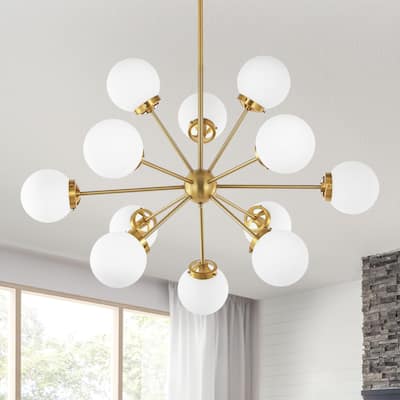 GetLedel 12-Light Modern Sputnik Sphere Chandelier with Glass Globe Shades