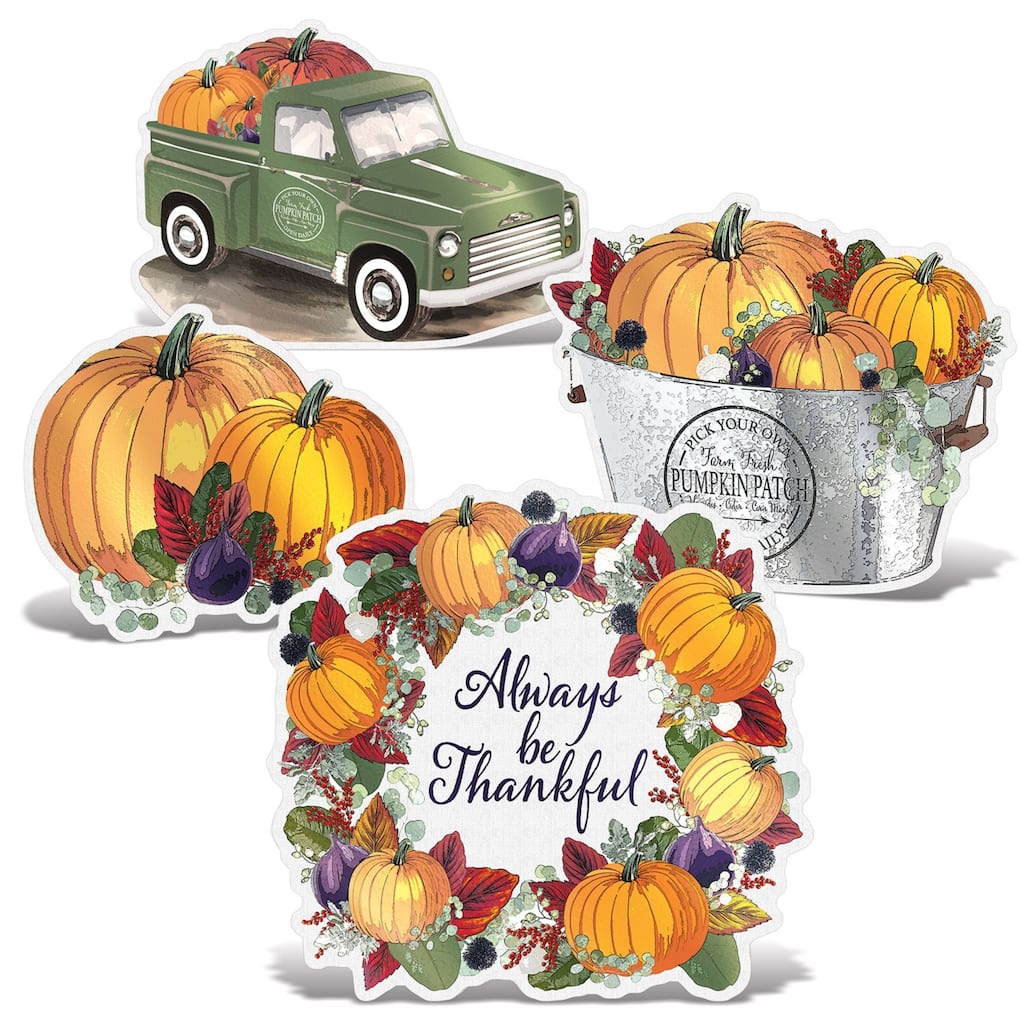 12" Vibrant Fall Harvest Cutout with Easels Table Decorations
