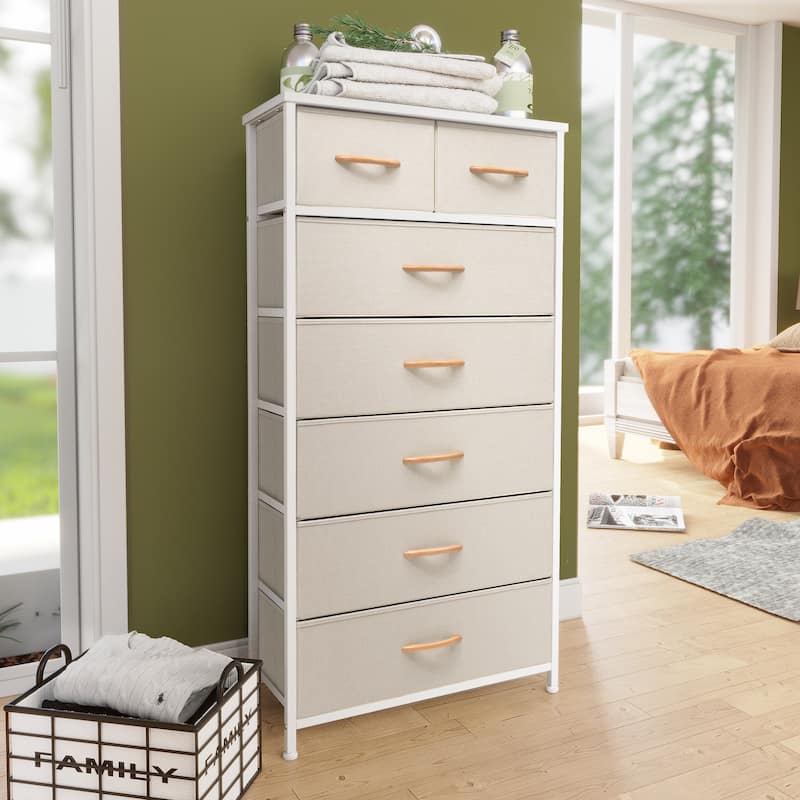 Pellebant 7-Drawer Storage Tower Organizer Chest Dresser - Beige - 7-drawer