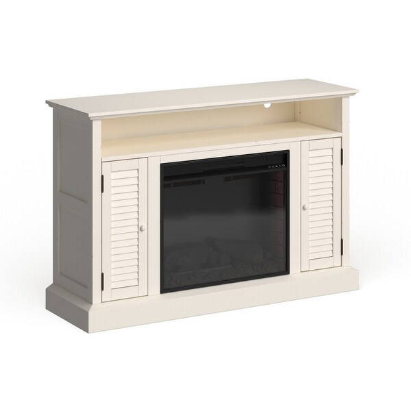 Shop Copper Grove Arendsee White Electric Fireplace Media Console Overstock 20881538