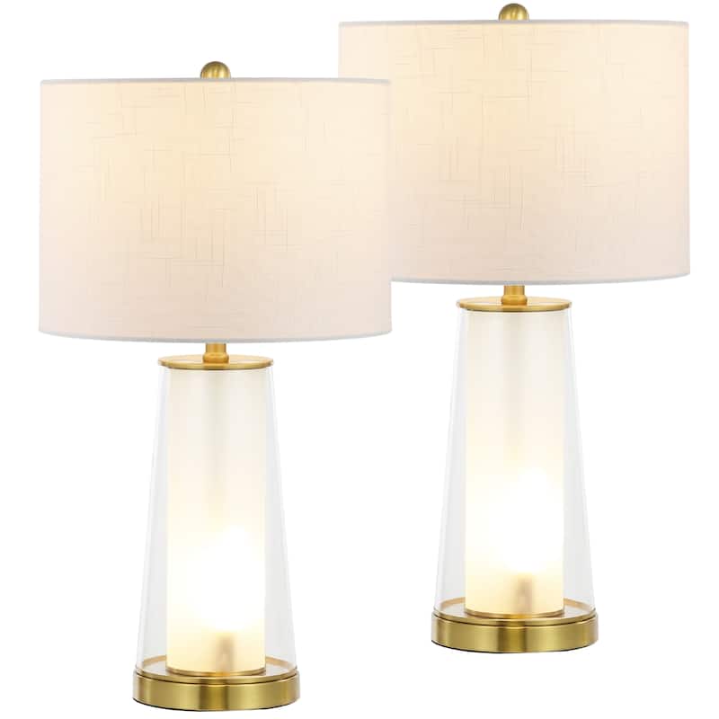 JONATHAN Y Celerie 26" Modern Minimalist Glass/Iron Nightlight LED Table Lamp, (Set of 2)