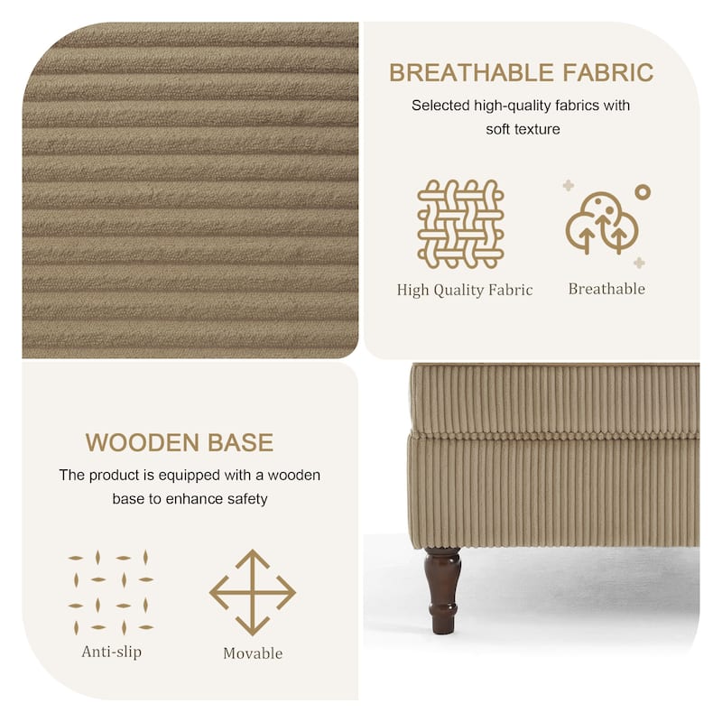 Corduroy Tufted Accent Chair Armchair and Ottoman Set