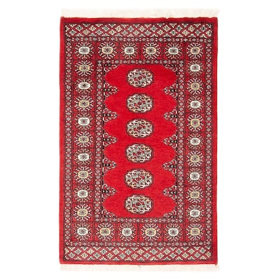 ECARPETGALLERY Hand-knotted Finest Peshawar Bokhara Red Wool Rug - 2'8 x 4'2