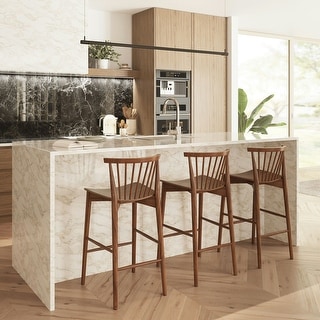 Poly & Bark Ligna Counter Stool - Solid Wood Frame