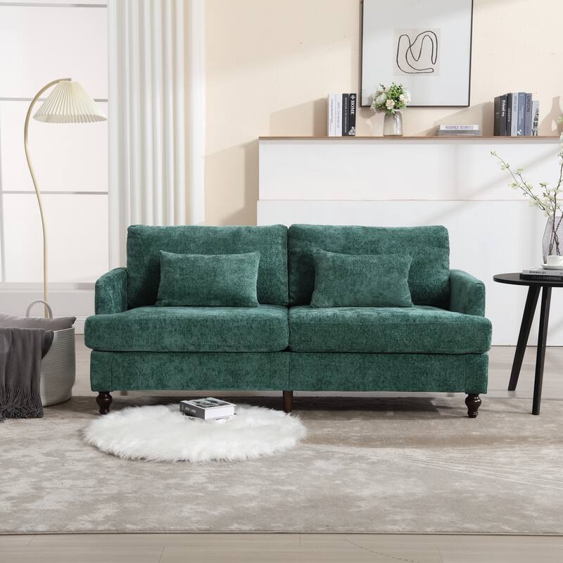 2-Seat Emerald Chenille Loveseat Sofa for Living Room and Bedroom