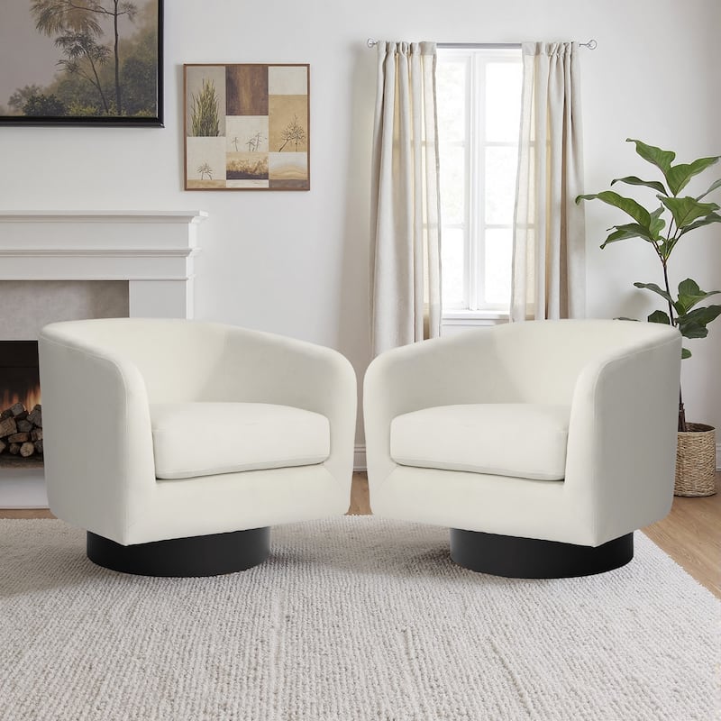 2 Set Modern Upholstered Swivel 360 Degree Accent Chair