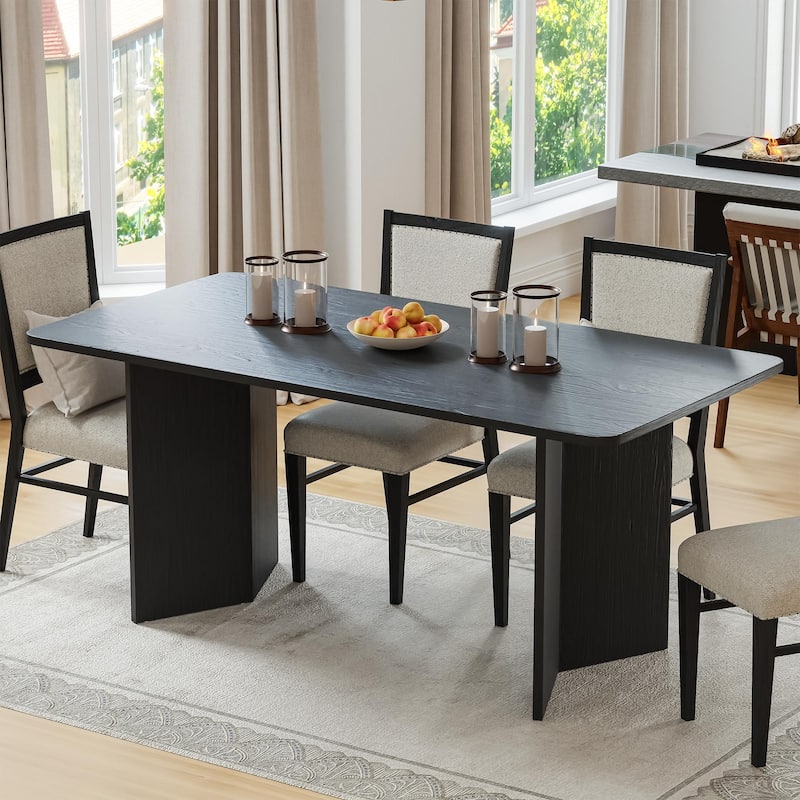 Solid Wood Square Dining Table for 6-8 People Nordic style - Black - 67*33.5*30