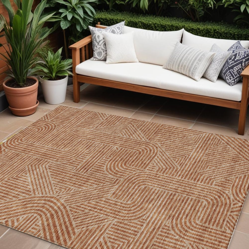 HomeRoots Abstract Transitional Rectangle Outdoor Rug