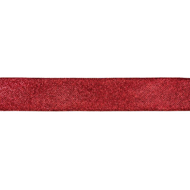Red Glittered Christmas Wired Craft Ribbon 2.5" x 10 Yards - 2.5" x 10 Yards