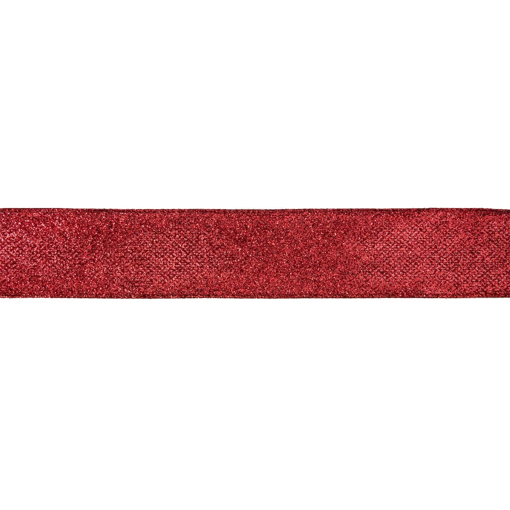 Red Glittered Christmas Wired Craft Ribbon 2.5" x 10 Yards - 2.5" x 10 Yards