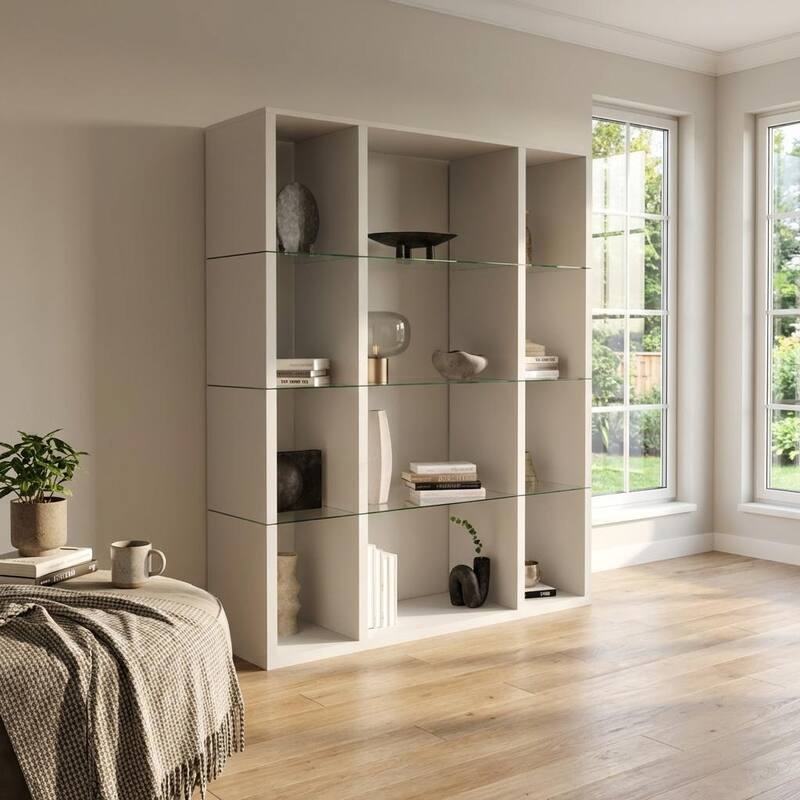 Meble Furniture Napoli 59" Modern Bookcase - Matte Media Shelf with European Craftsmanship, 70.5" Tall Freestanding Bookshelf