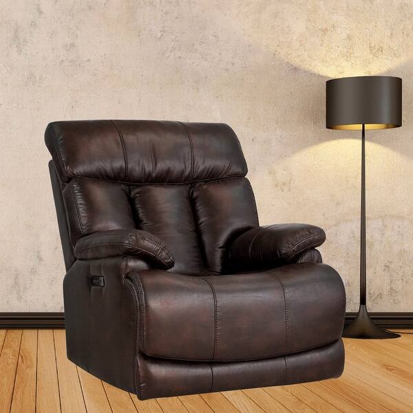 slide 2 of 6, 38.5" W Electric Power Recliner Chair Faux Leather Reclining Chair with USB Ports Bedroom Living Room Home Theater Seating Brown