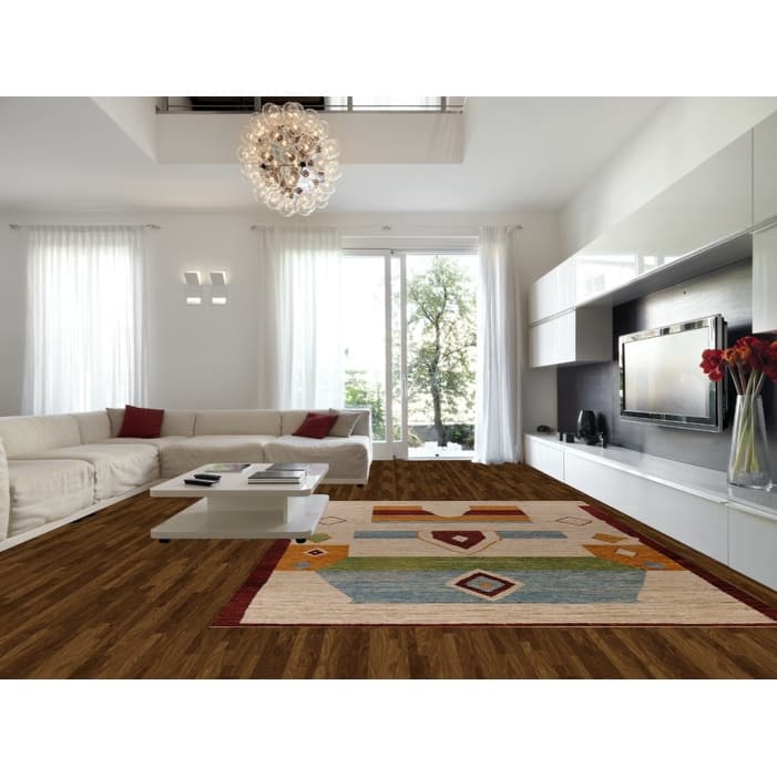 Moroccan Oriental Large Rug Handmade Modern Beige Wool Carpet - 9'11" x 13'8"